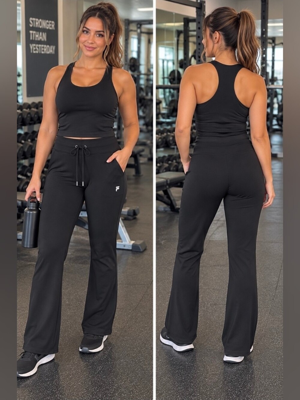 Fila spor movement Black Women's Pull-On Lounge Pants with Drawstring large
